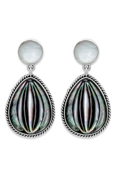 Sterling Silver & Mother of Pearl Drop Earrings