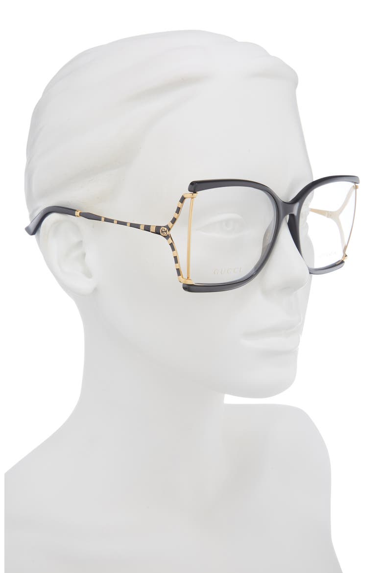 60mm Butterfly Optical Glasses, Alternate, color, BLACK GOLD TRANSPARENT