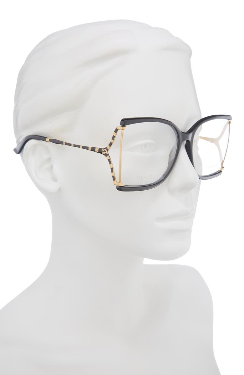 Gucci Square Sunglasses, Alternate, color, Black Gold Transparent