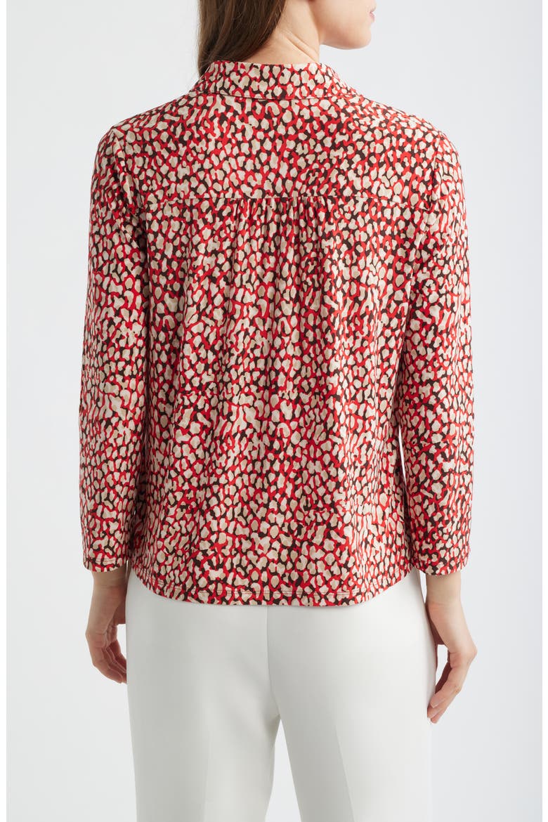 Abstract Print Button-Up Shirt, Alternate, color, BEGONIA RED MLT