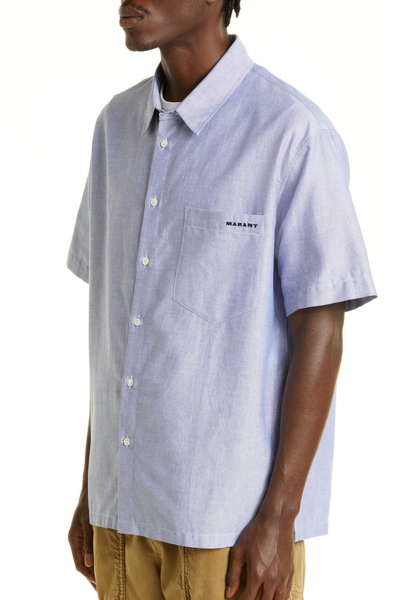Iggy Embroidered Logo Short Sleeve Button-Up Shirt, Alternate, color, BLUE 30BU
