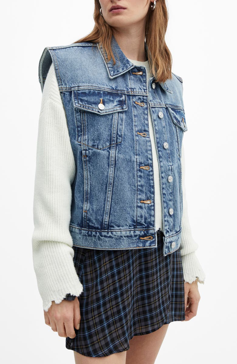 MANGO Oversize Denim Vest, Main, color, 