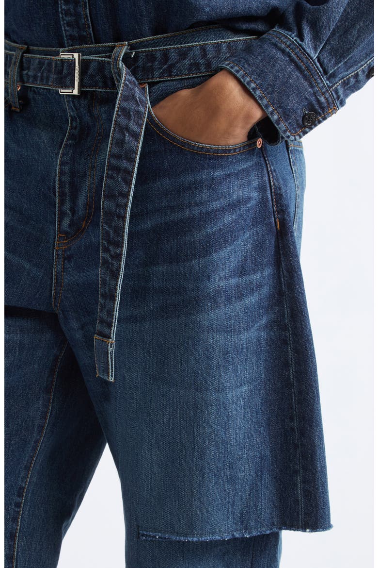 Sliced Belted Denim Jeans, Alternate, color, BLUE