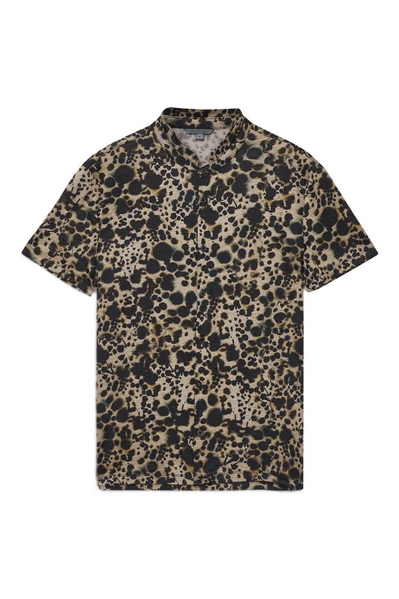 Marini Leopard Print Short Sleeve Button-Up Shirt, Alternate, color, SMOKED PEARL GREY
