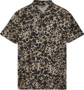 John Varvatos Marini Leopard Print Short Sleeve Button-Up Shirt