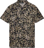 John Varvatos Marini Leopard Print Short Sleeve Button-Up Shirt
