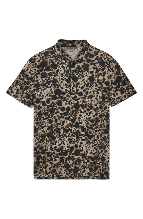 John Varvatos Marini Leopard Print Short Sleeve Button-up Shirt In Animal Print