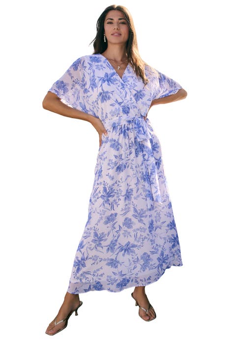 Chiffon Wrap Sleeve Maxi Dress