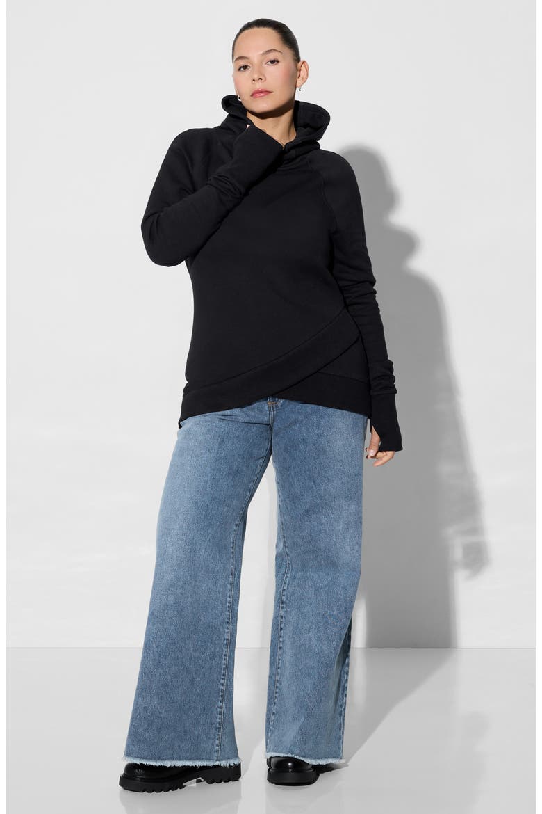 Geneva Funnel Neck Sweatshirt, Alternate, color, BLACK