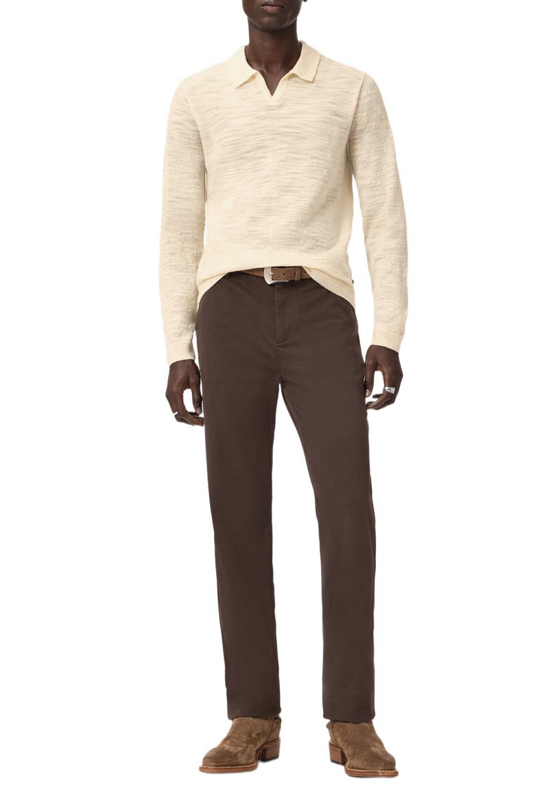Luciano Long Sleeve Johnny Collar Slub Wool Polo Sweater, Alternate, color, SALT