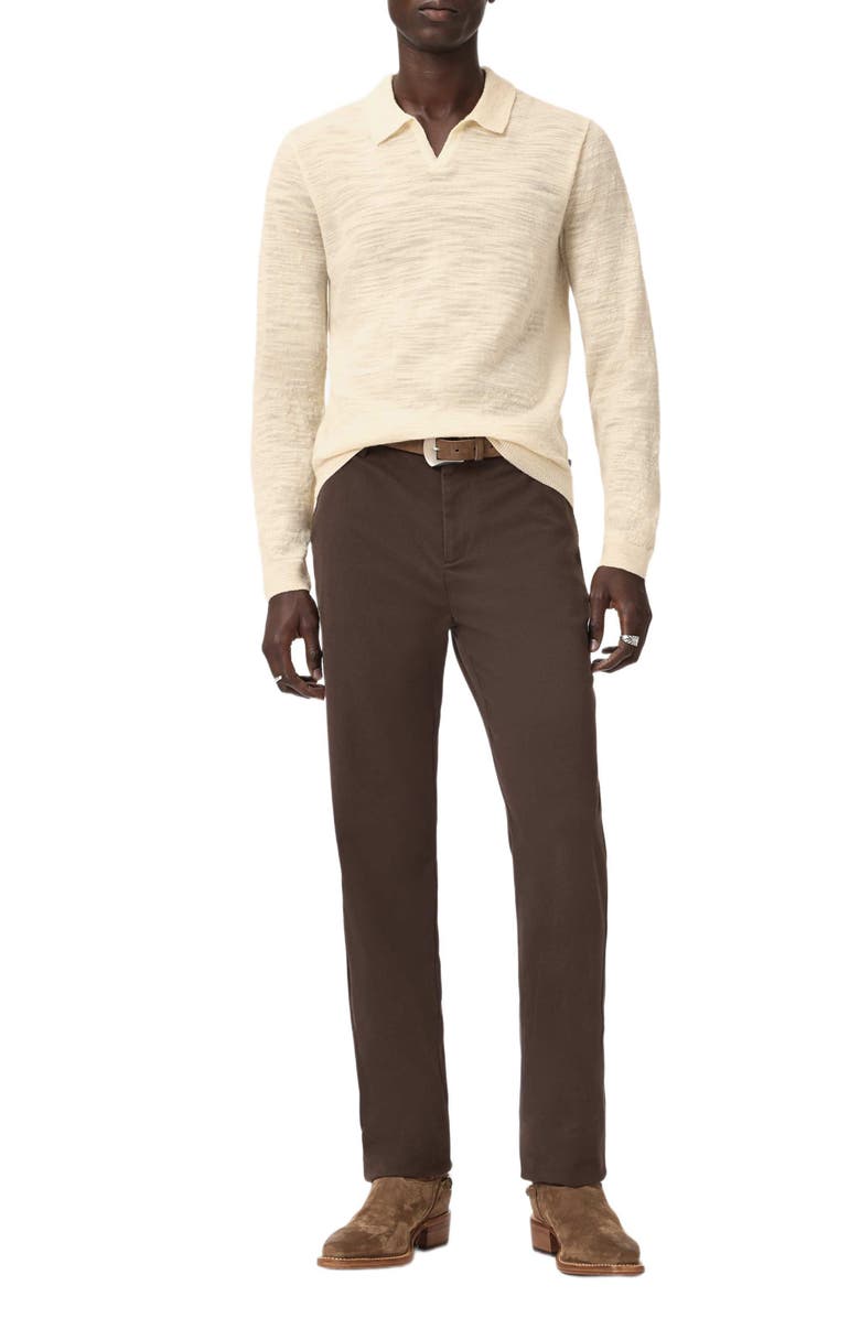 John Varvatos Luciano Long Sleeve Johnny Collar Slub Wool Polo Sweater, Alternate, color, Salt