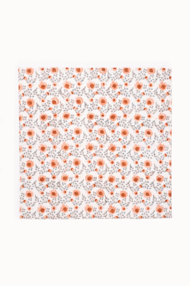Bloom Floral Block Print Napkins Set of 4, Alternate, color, Terracotta