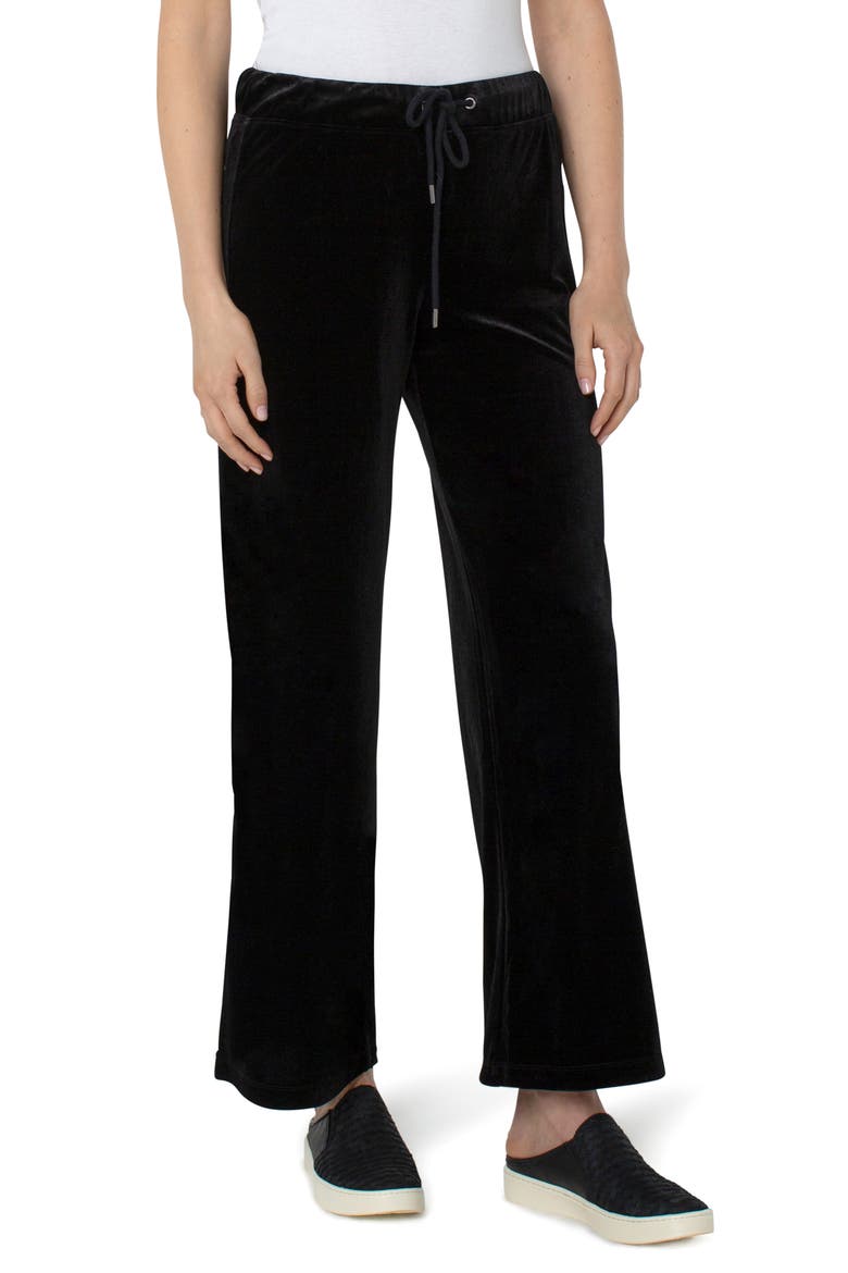 Wide Leg Velvet Pants, Alternate, color, BLACK