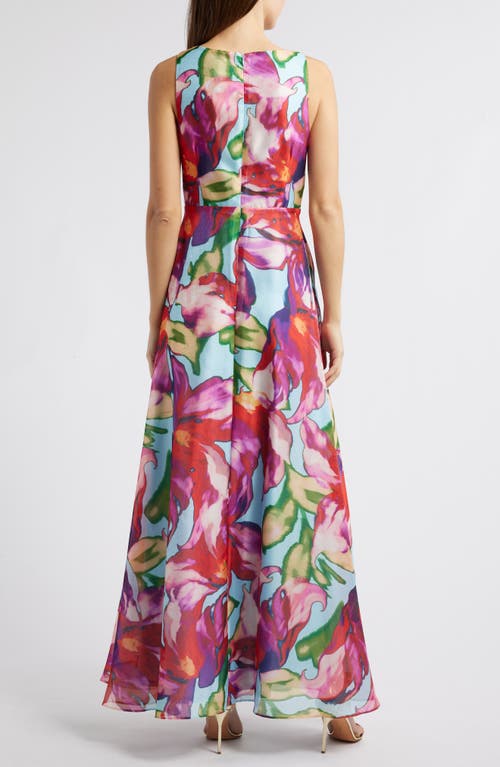 Julia Jordan Floral Sleeveless A-line Gown In Pink Multi