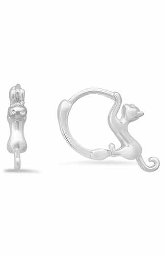 Queen Jewels Dangling Kitty Hoop Earrings