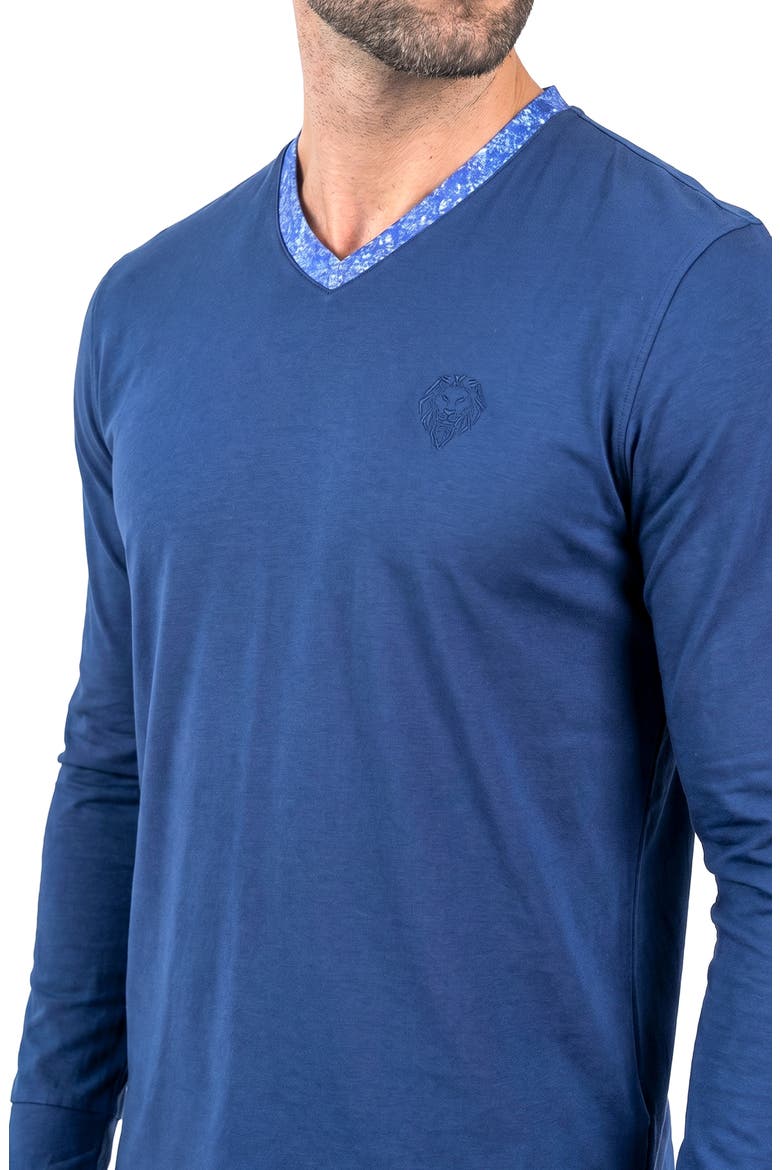 Edison Stretch Cotton Long Sleeve V-Neck T-Shirt, Alternate, color, BLUE
