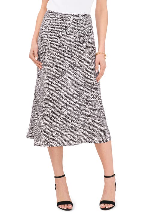 Print Bias Cut Midi Skirt