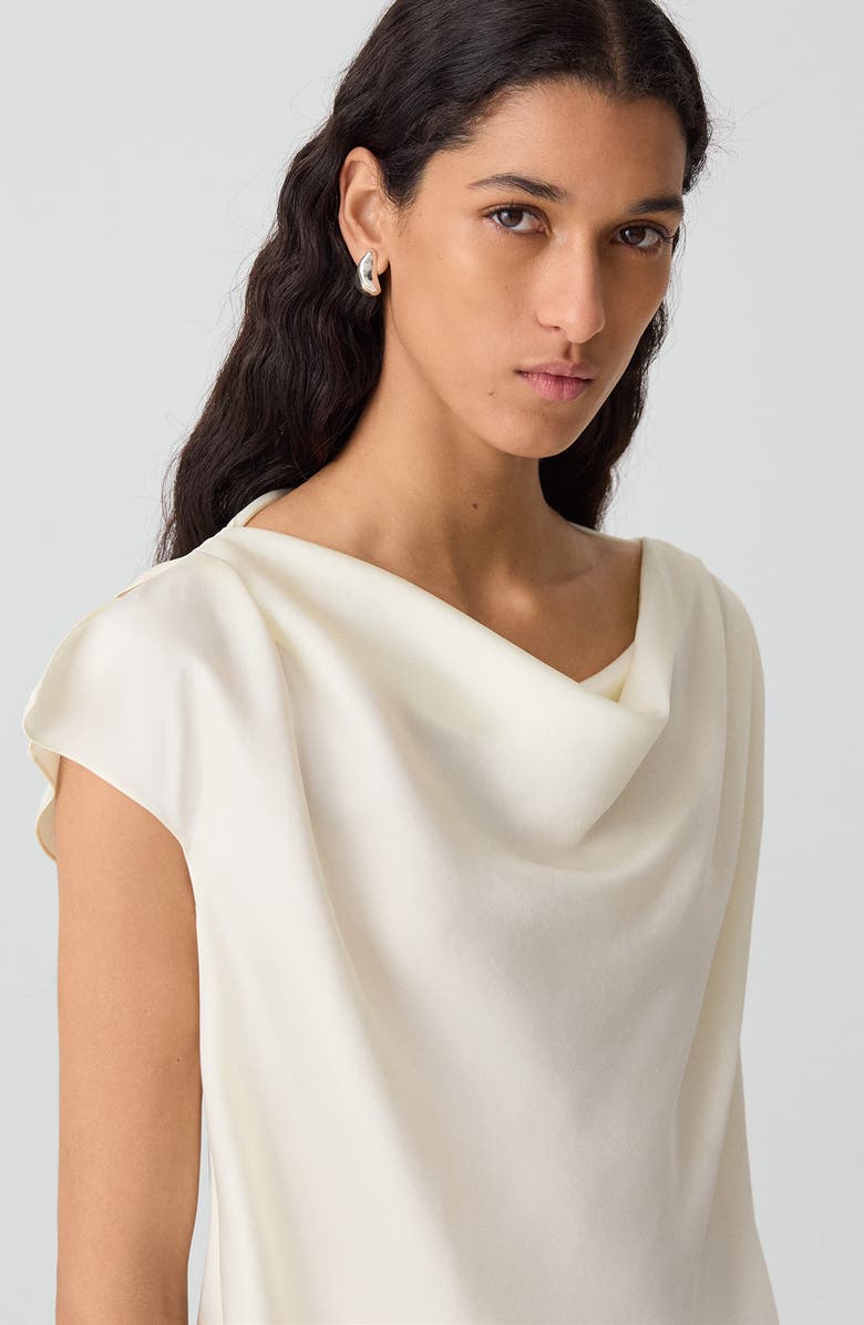 Theory Cowl Neck Single Short Sleeve Satin Top, Alternate, color, Lemongrass