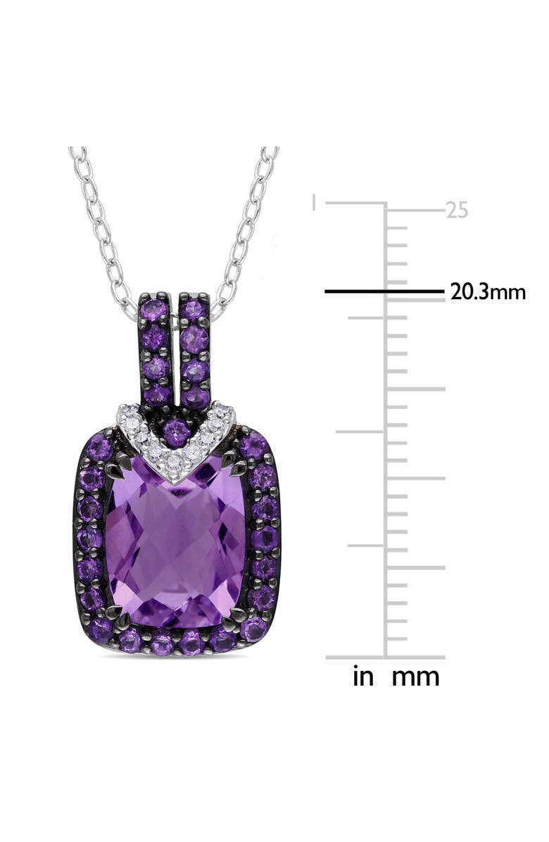 DELMAR African Amethyst & Diamond Halo Pendant Necklace & Drop Earrings Set, Alternate, color, Purple