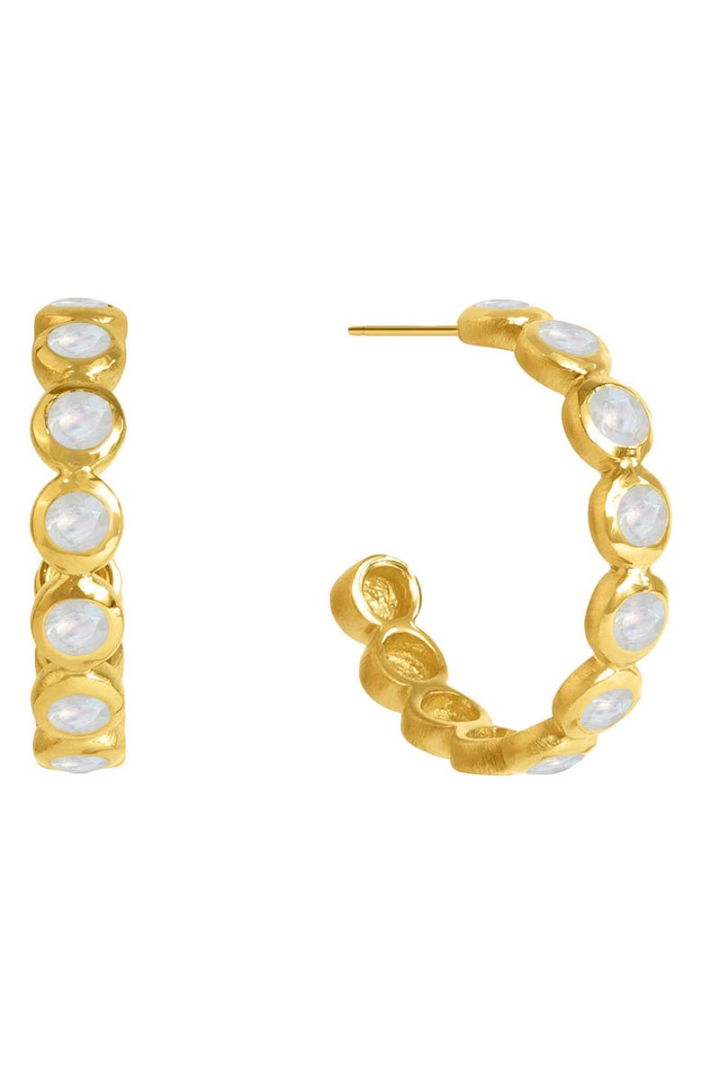 Dean Davidson Small Signature Eternity Hoop Earrings, Main, color, Yellow Gold/ Moonstone