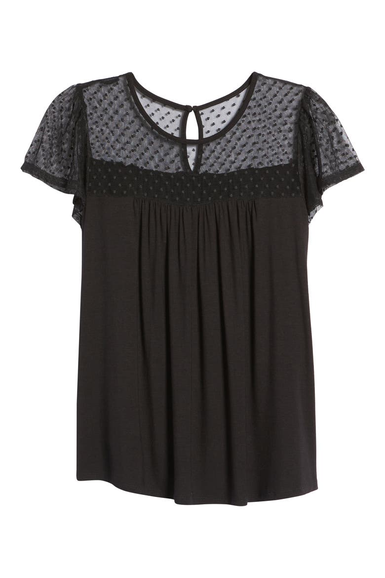 Mesh Dot Shirt, Alternate, color, BLACK