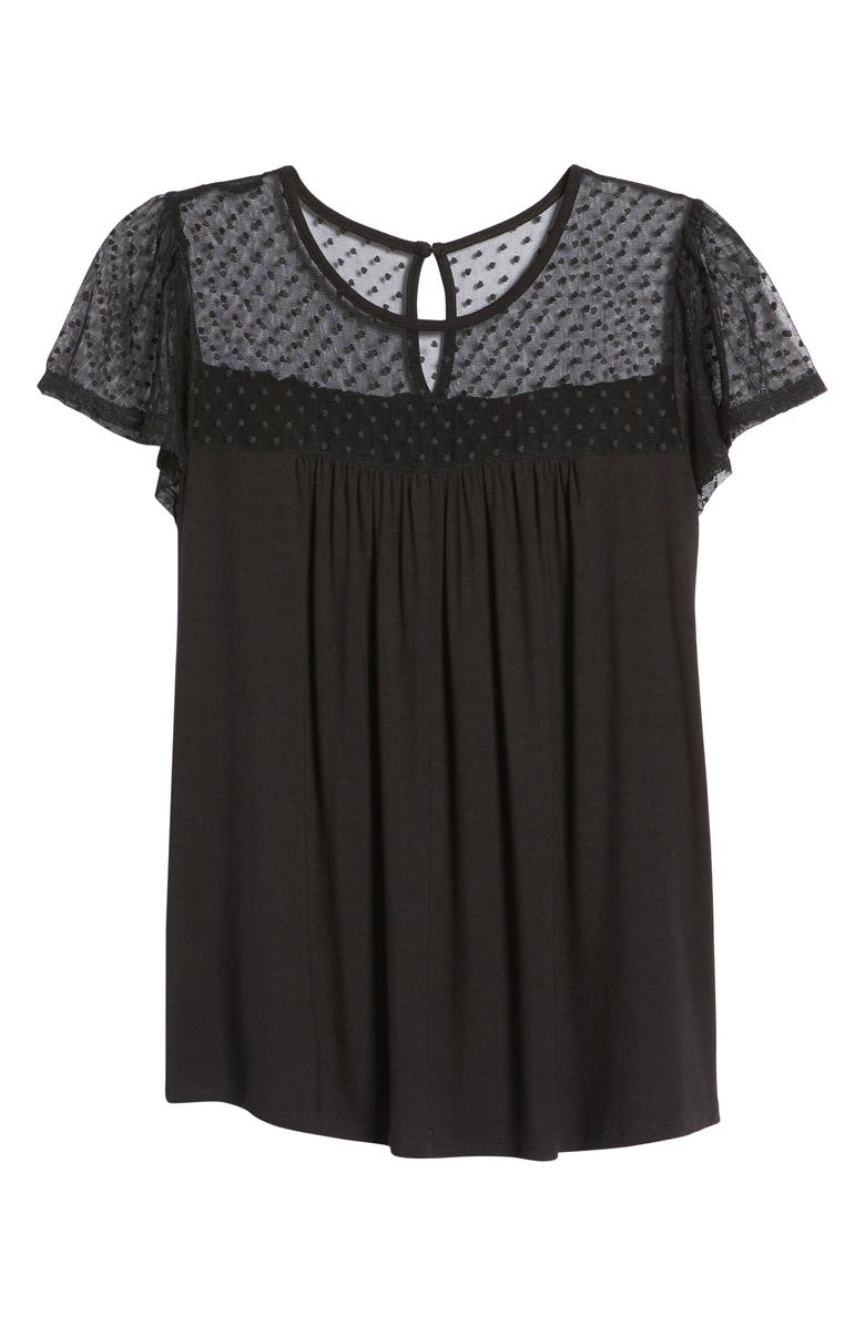 Loveappella Mesh Dot Shirt, Alternate, color, Black