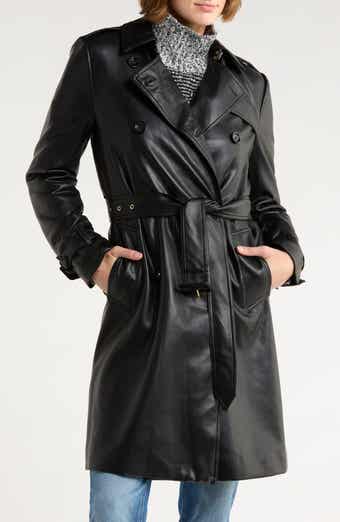 JASON WU Double Breasted Faux Leather Trench Coat
