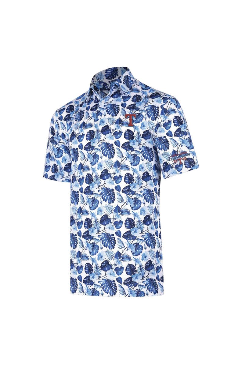 Full Turn Men's White Texas Rangers 2023 World Series Champions Blue Tropics Polo, Alternate, color, 