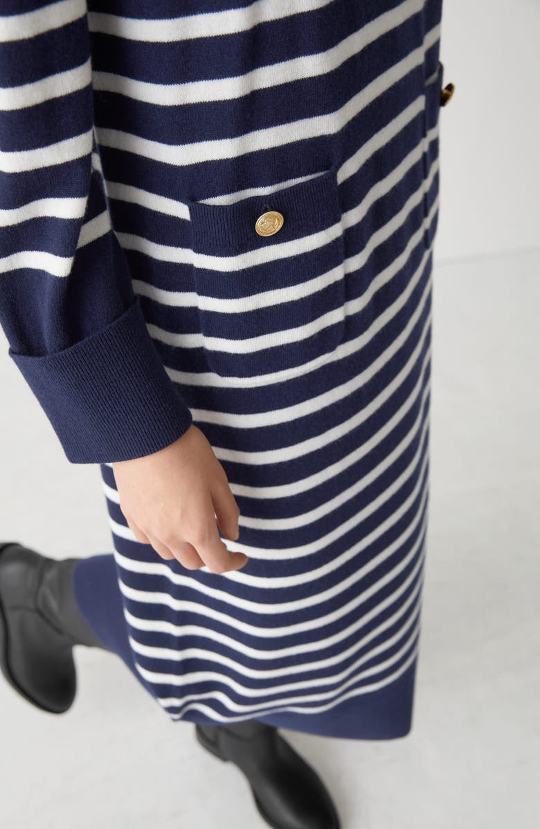 & Other Stories Breton Stripe Long Sleeve Wool Midi Sweater Dress, Alternate, color,