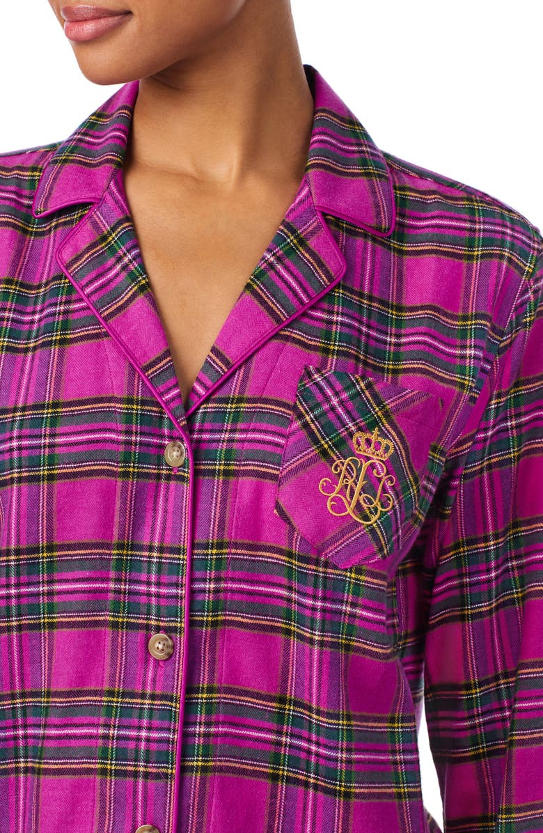 Lauren Ralph Lauren Plaid Cotton Blend Short Pajamas, Alternate, color, 