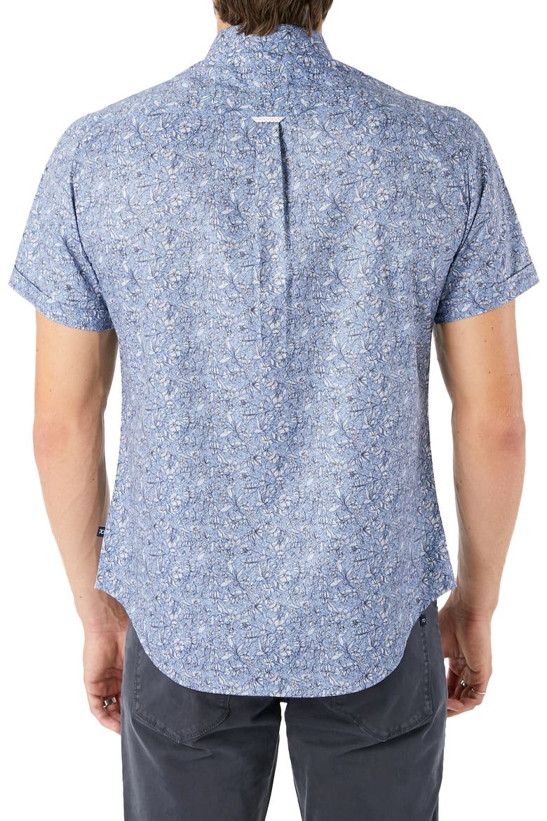 House of Love Slim Fit Floral Short Sleeve Button-Down Shirt, Alternate, color, BLUE