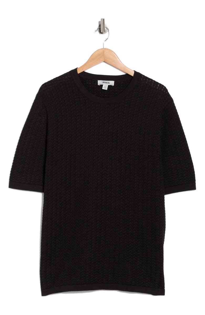 JASON WU Textured Crewneck T-Shirt, Main, color, Black
