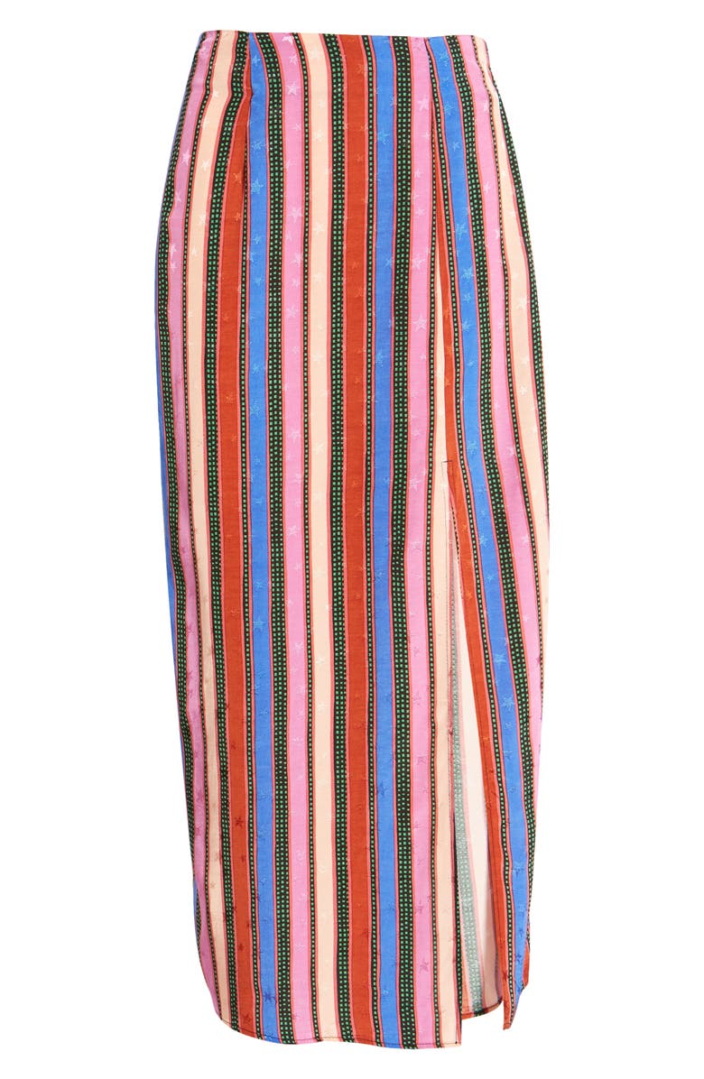 Topshop Split Stripe Midi Skirt, Alternate, color,
