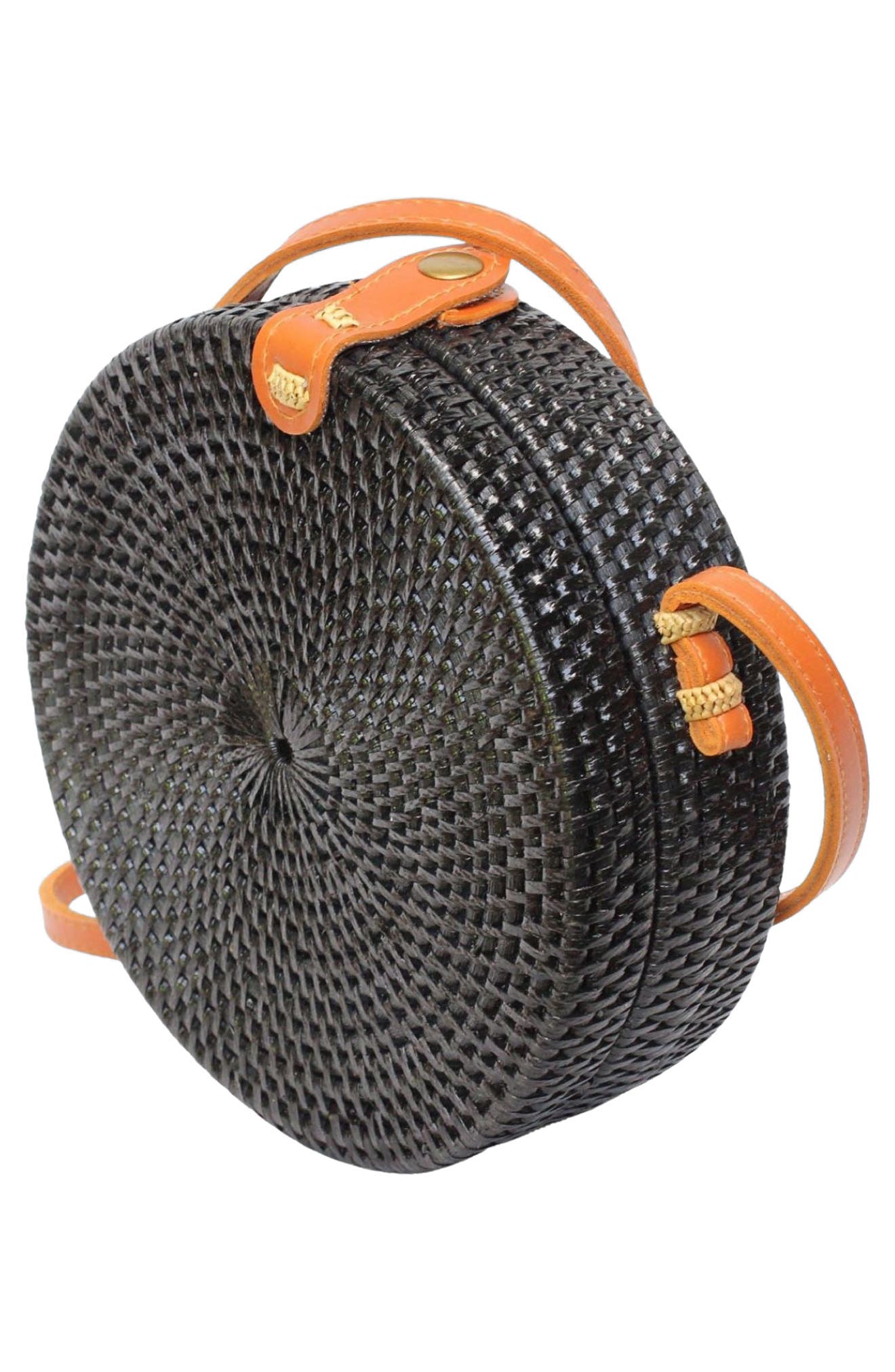 Jelavu Ata Bali Rattan Canteen Crossbody Bag, Alternate, color, Black