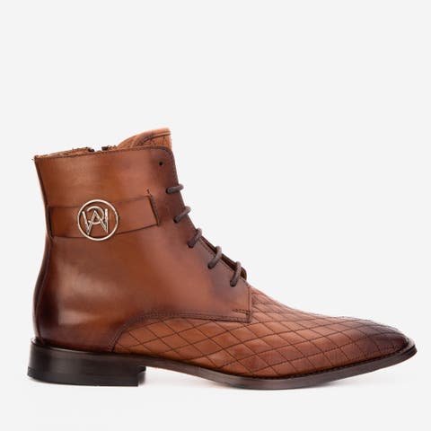 The Zeus Leather Lace-up Boot With A Zipper