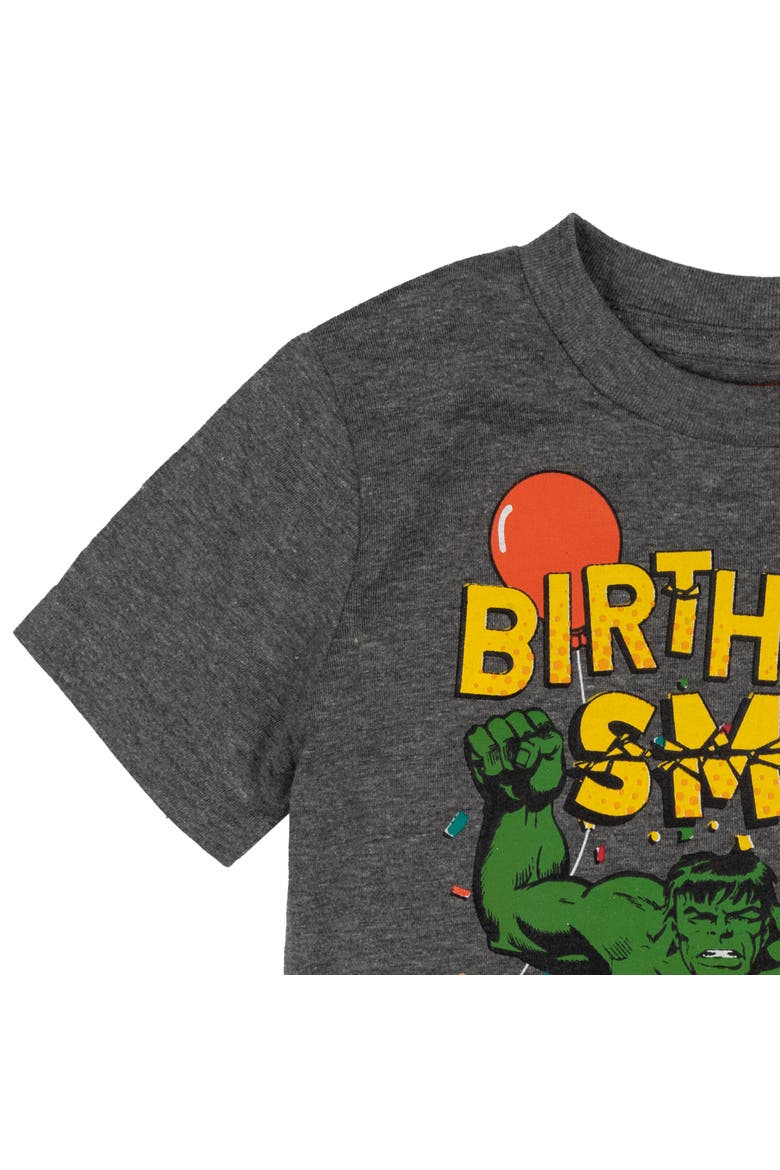Avengers The Hulk Birthday T-Shirt, Alternate, color, Hulk Charcoal