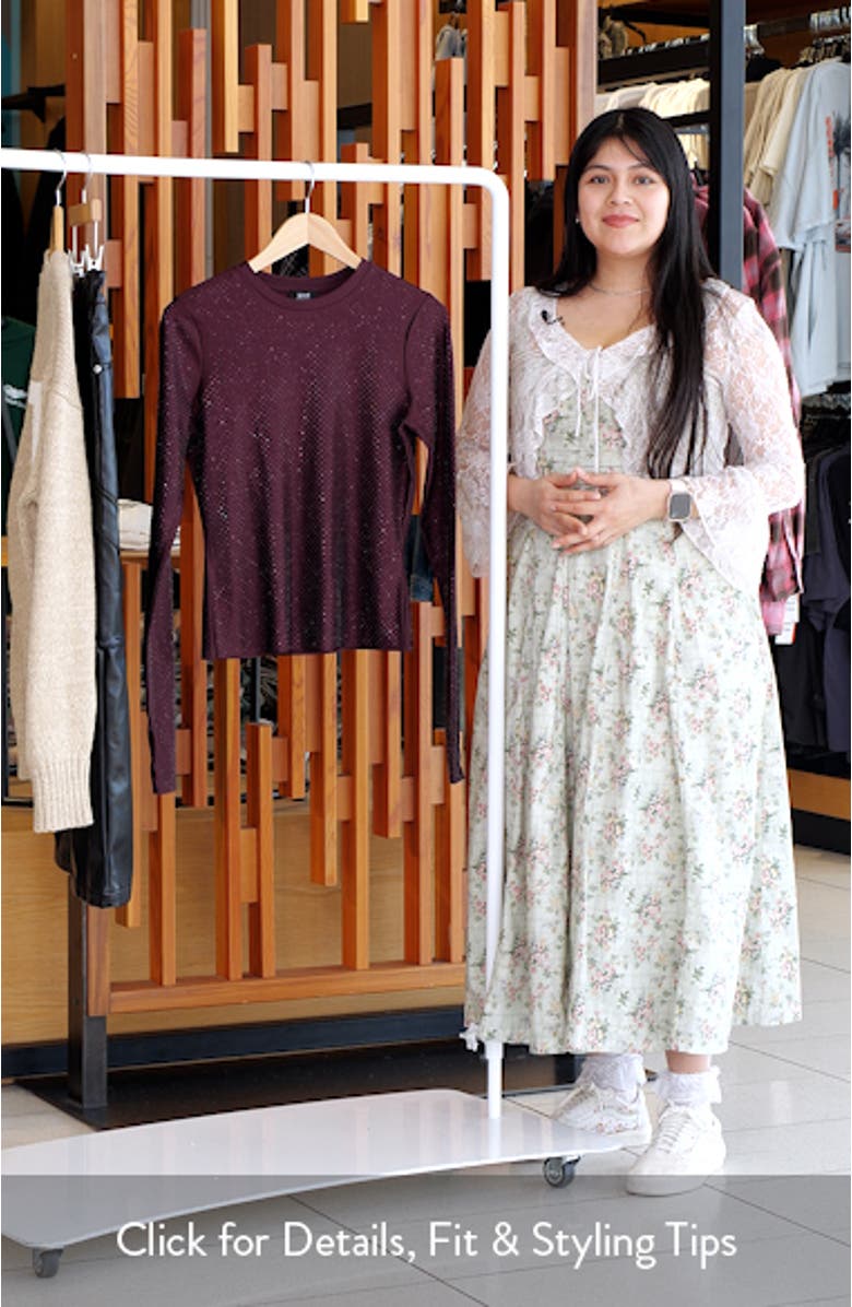 Kaylee Stud Accent Long Sleeve Mesh Top, sales video thumbnail