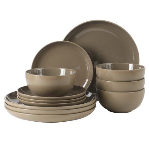 Rockaway 12 Piece Matte Two-Tone Stoneware Dinnerware Set, Service for 4