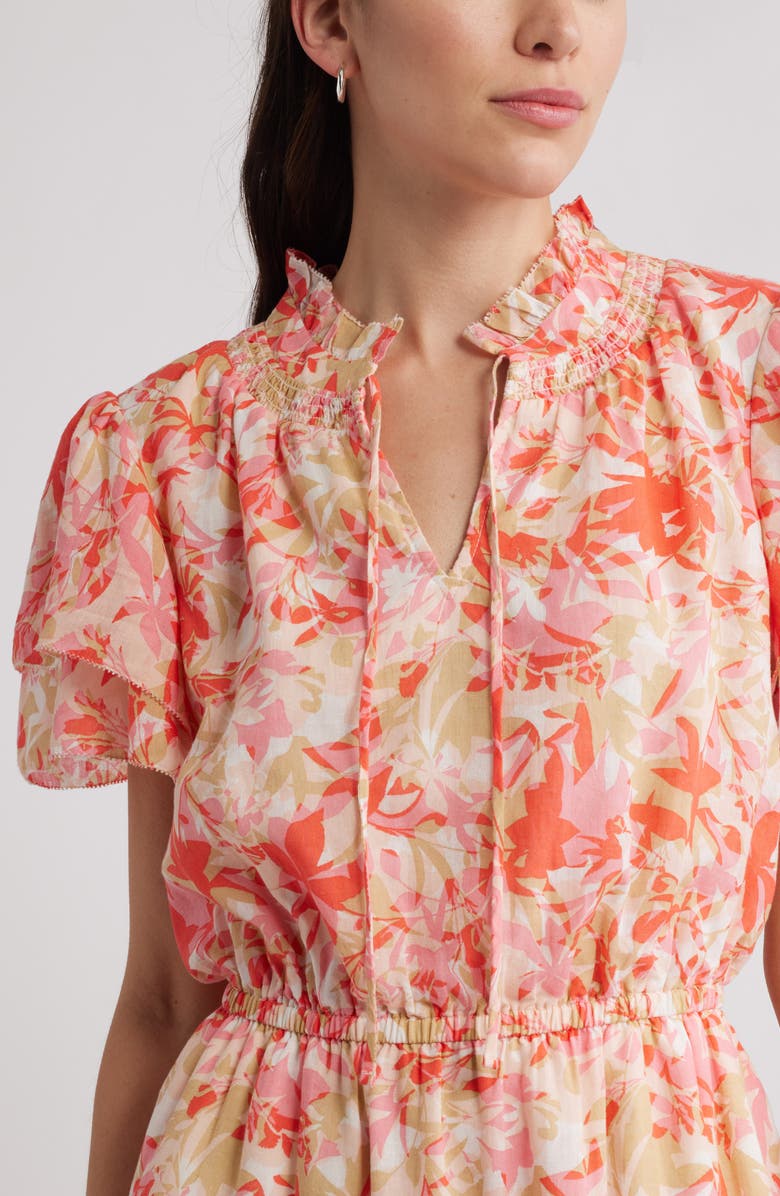 Caslon<sup>®</sup> Floral Tiered Dress, Alternate, color, Ivory- Pink June Floral