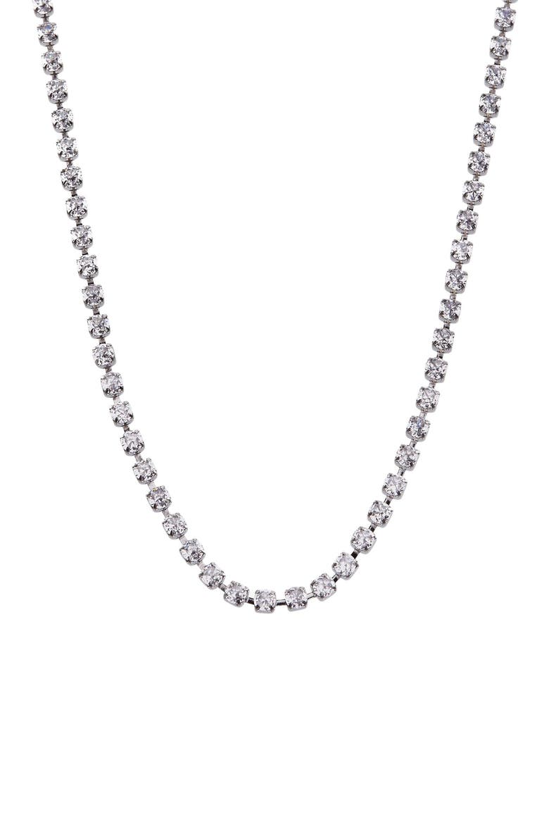 Crystal Tennis Chain  Necklace, Main, color, Silver