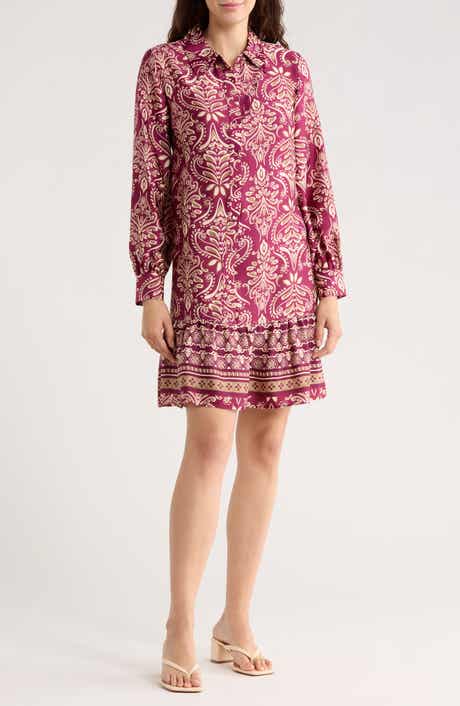 SANDRA DARREN Long Sleeve Shirtdress
