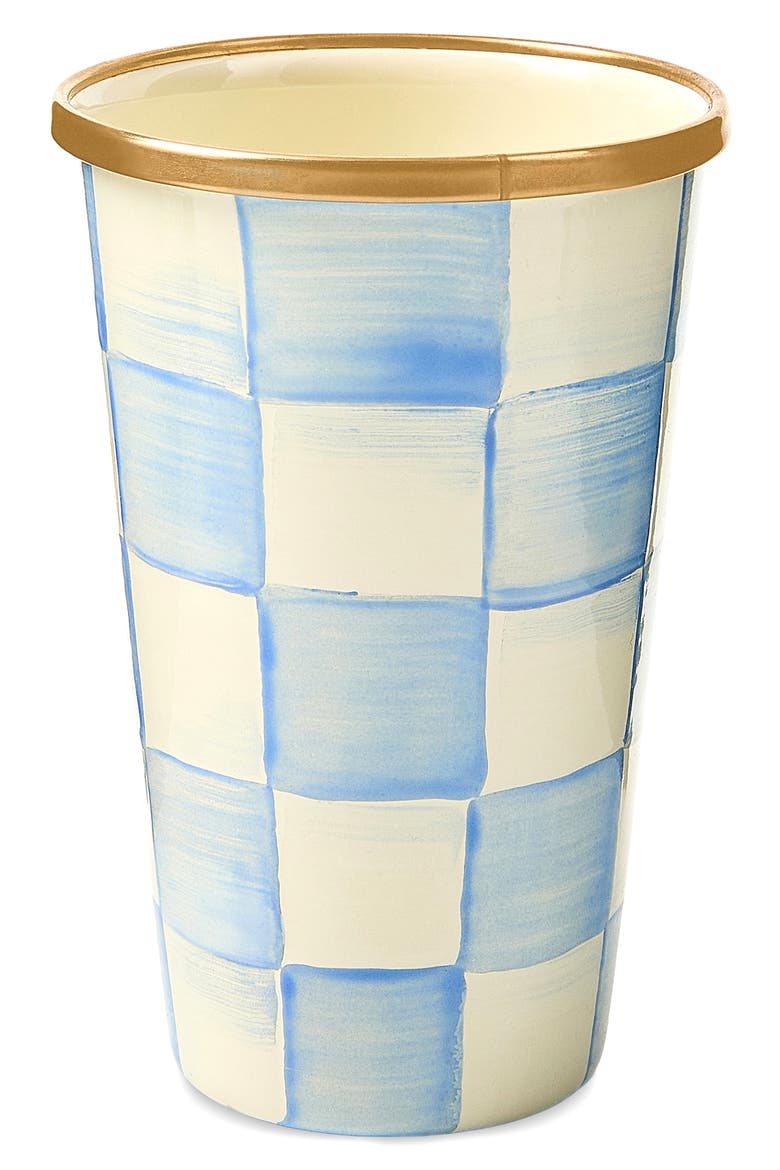 Sky Check Enameled Steel 10-Ounce Tumbler, Main, color, SKY CHECK