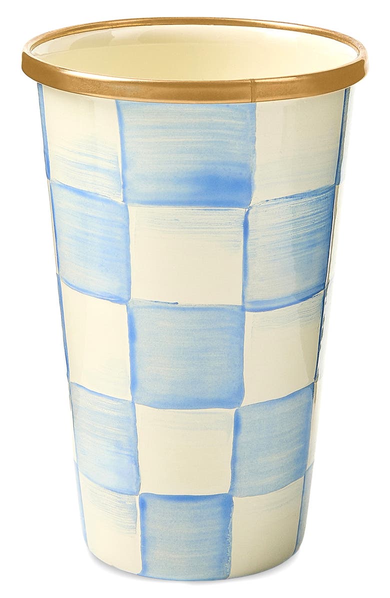 MACKENZIE CHILDS Sky Check Enameled Steel 10-Ounce Tumbler, Main, color, Sky Check
