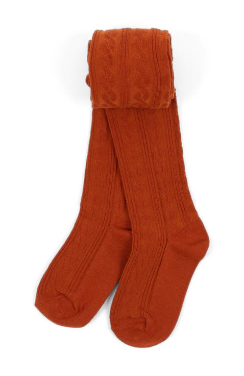 Girls Cable Knit Tights, Cotton Blend