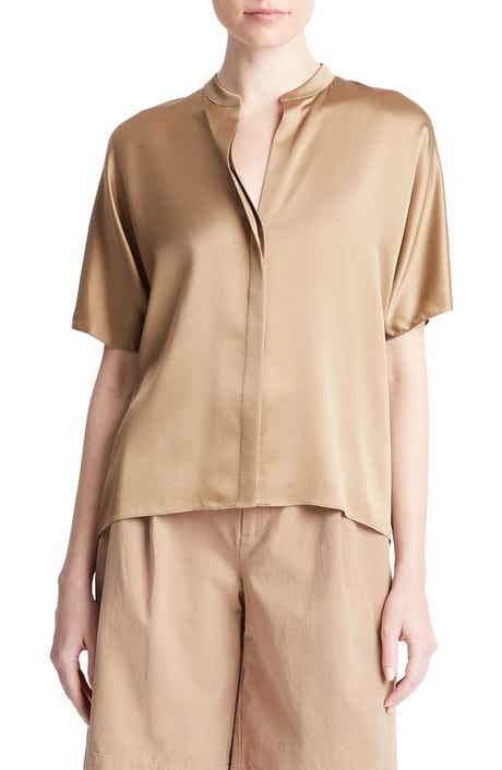 Vince Dolman Sleeve Silk Button-Up Shirt