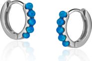 Spero London Beaded Blue Opal Huggie Hoop Earrings