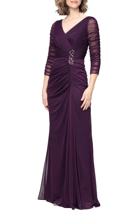 Pleated Chiffon Gown