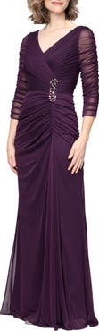 Alex Evenings Pleated Chiffon Gown