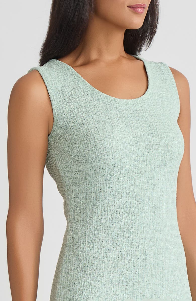 Misook Tonal Fringe Trim Knit Sheath Dress, Alternate, color, Fresh Mint