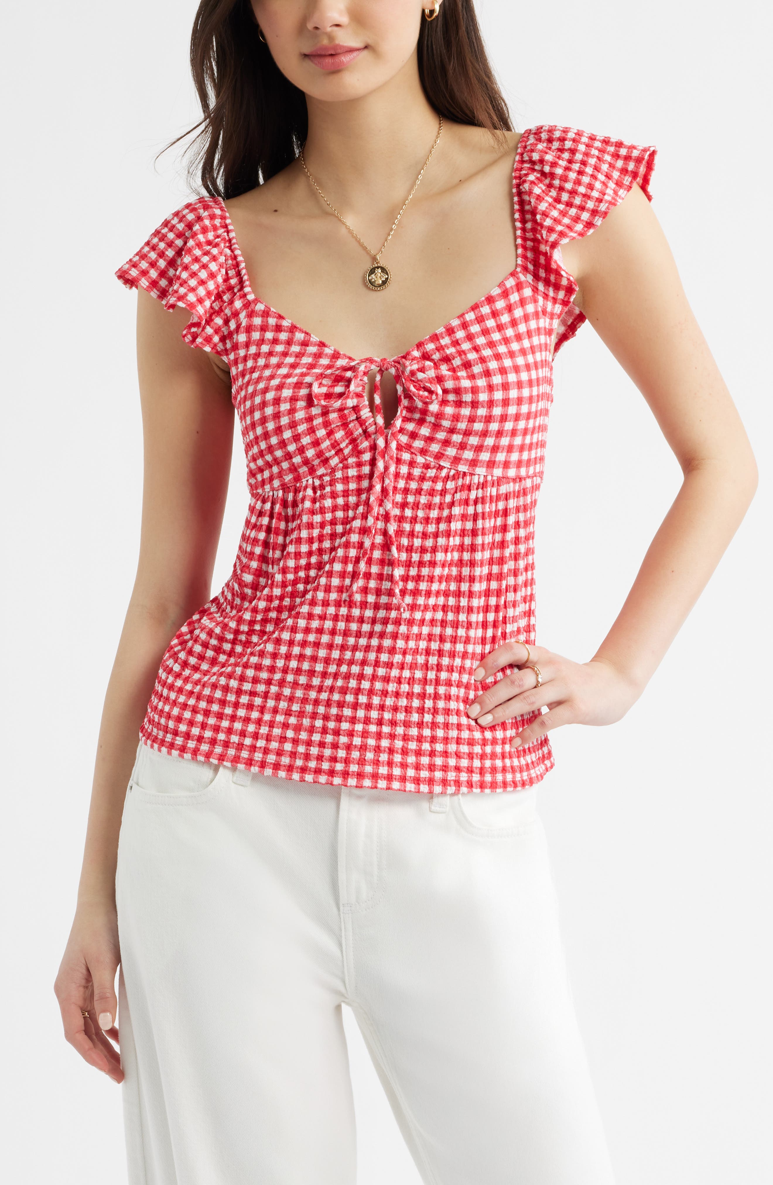 selected RED- WHITE ROBIN GINGHAM